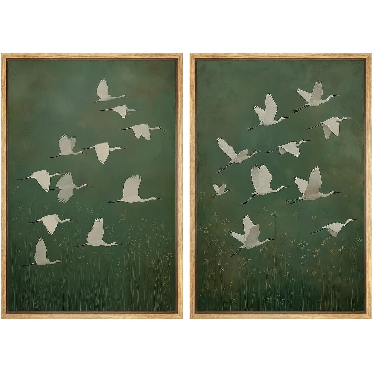 SIGNFORD Framed Canvas Print Wall Art Set Soft Hydrangea Pair Light Blue Florals with Green Leaves Illustration Modern Art Decorative Nordic Nature for Living Room, Bedroom, Office - 24"x36"x2 White — view 130