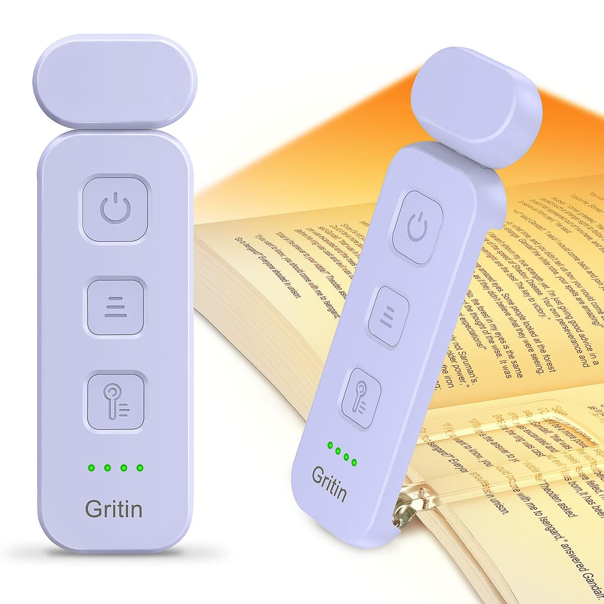 Gritin Book Light Rechargeable, Reading Light Lamp Clip on Books, Eye Caring 3 Colors, 5 Brightness & Stepless Dimming, Long Lasting up to 80hrs, Portable Mini Reading Lamp for Readers — view 11