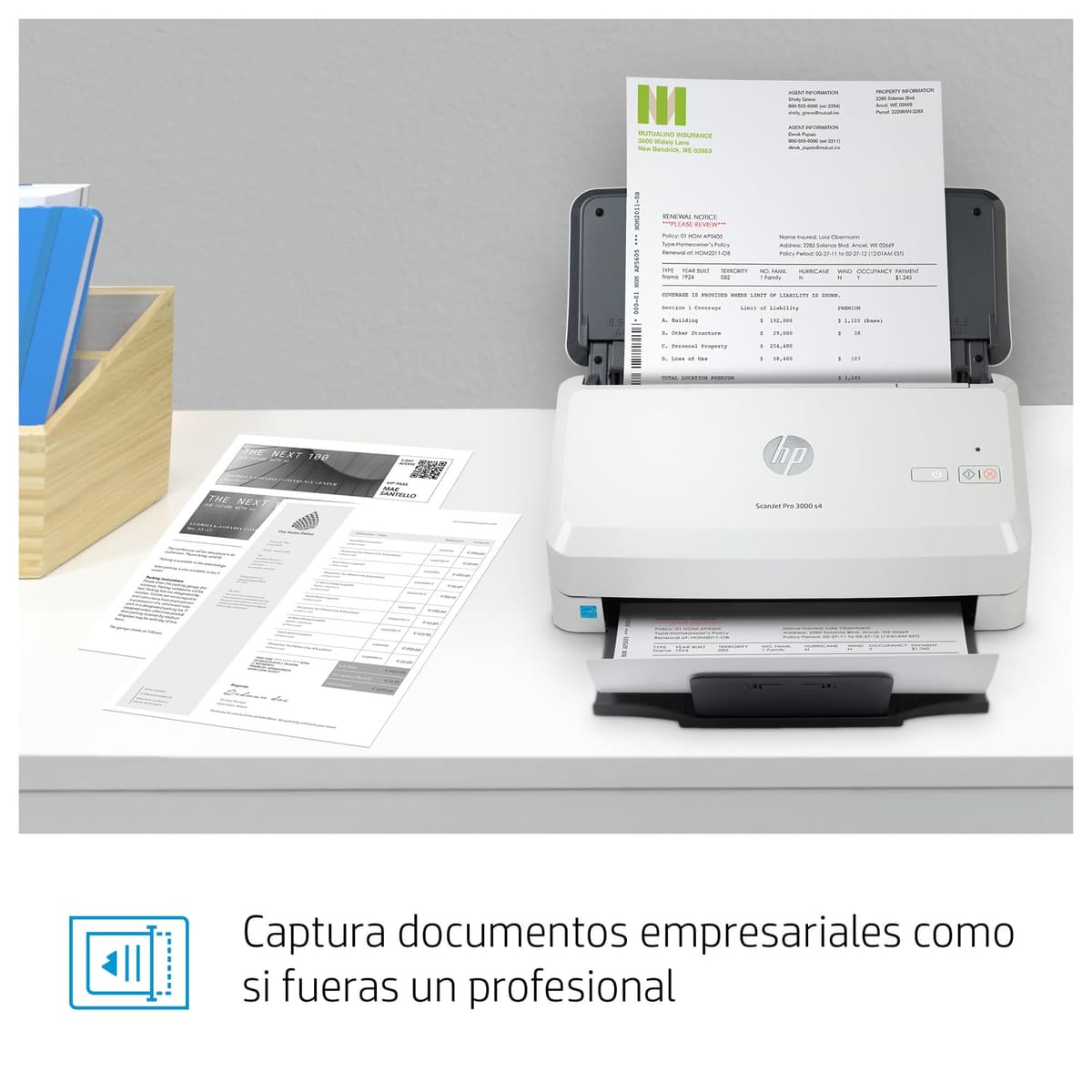 HP ScanJet Pro 3000 s4 - Escáner de Documentos con Alimentador de Hojas, Escaneo Doble Cara Automático, 40 ppm/80 ipm, AAD 50 Hojas,USB 3.0, Compacto, Ciclo Diario 4000 Páginas — view 4