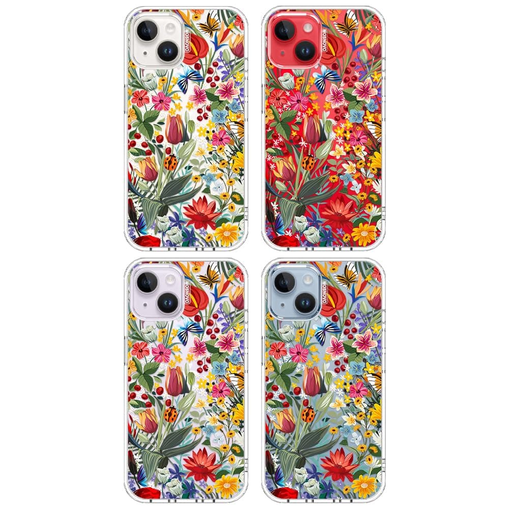 MOSNOVO Case for iPhone 13/14, [Buffertech 6.6ft Military-Grade Drop Protection] [Anti Peel Off Tech] Clear TPU Bumper Phone Case Cover Design - In The Garden — view 3