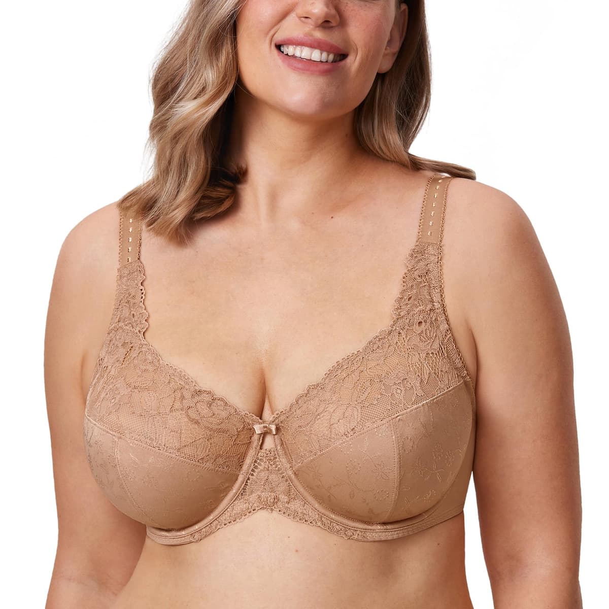 Delimira Women's Beauty Lace Non Padded Minimiser Full Figure Underwire Bra — view 12