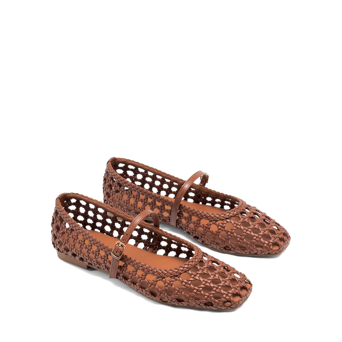 DREAM PAIRS Woven Ballet Mary Jane Flats for Women Dressy Comfortable Square Toe Ballerina Flats with Adjustable Buckle Strap for Work Casual Travel Daily — view 4