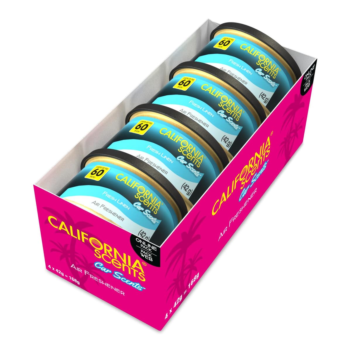 California Scents Car Air Fresheners Can, Assorted Scents (Fresh Linen, Coronado Cherry, Newport New Car), Pack of 4, Strong Adjustable Long-Lasting Fragrance, Eliminates Odour — view 10