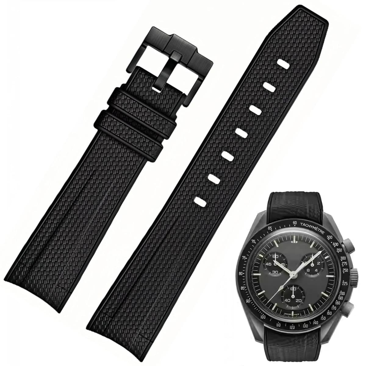 Correa de reloj para reloj Moonswatch, 20 mm, extremo curvado, estilo de tejido, caucho de silicona premium, correa de repuesto de goma de silicona, compatible con Omega XSwatch Moonswatch — view 17