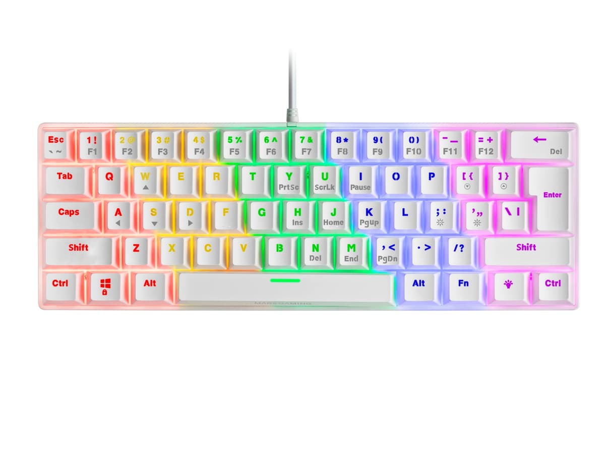 Mars Gaming MKPRO, US, Teclado Mecánico Gaming Completo, RGB Chroma, Switches Hot-Swap Mecánicos, Antighosting, Rueda de Control, Software, Multiplataforma, Switch Silent, Blanco — view 10