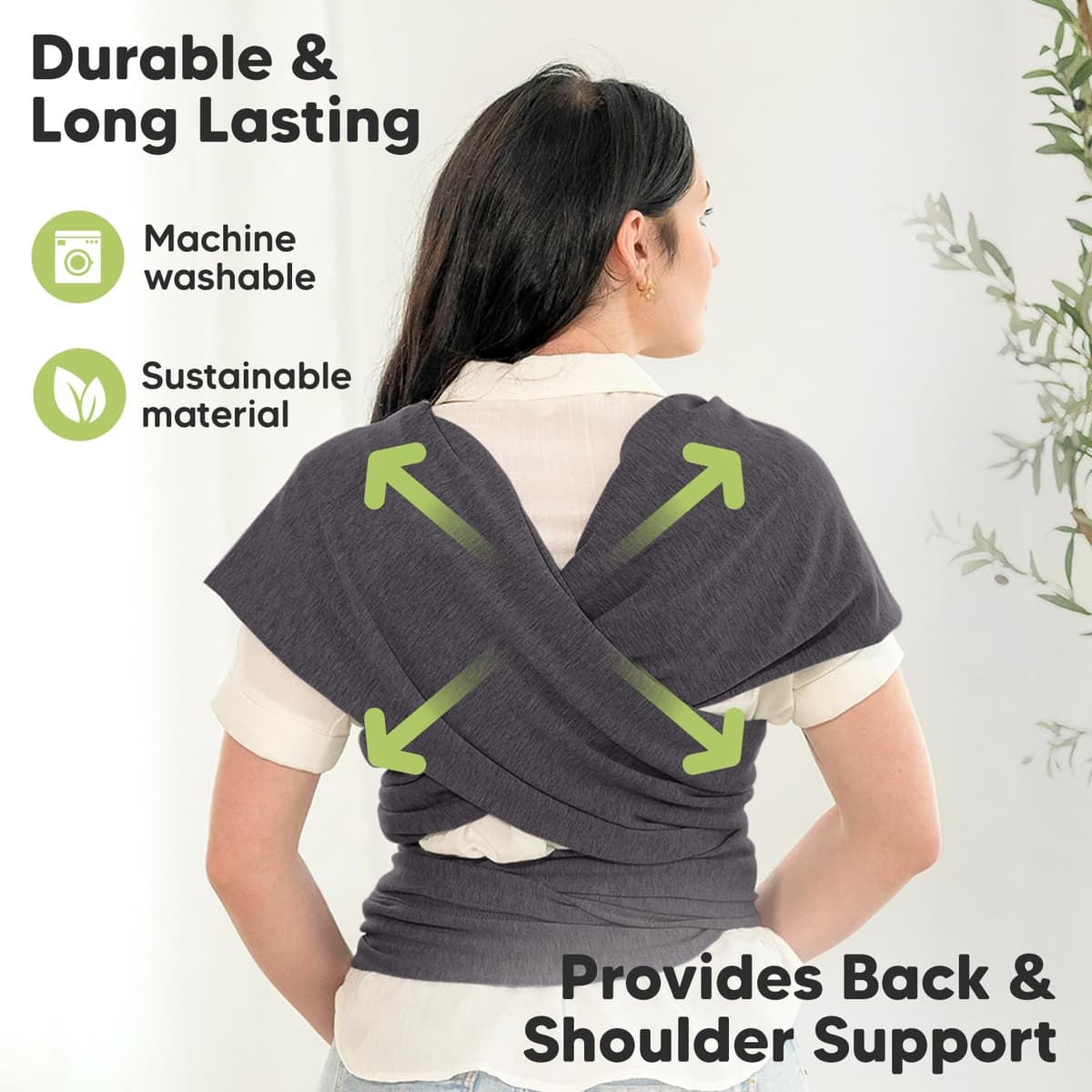 KeaBabies Baby Wrap Carrier - All in 1 Original Breathable Baby Sling, Lightweight, Hands Free Carrier, Newborn to Infant Wraps (Mystic Gray) — view 5