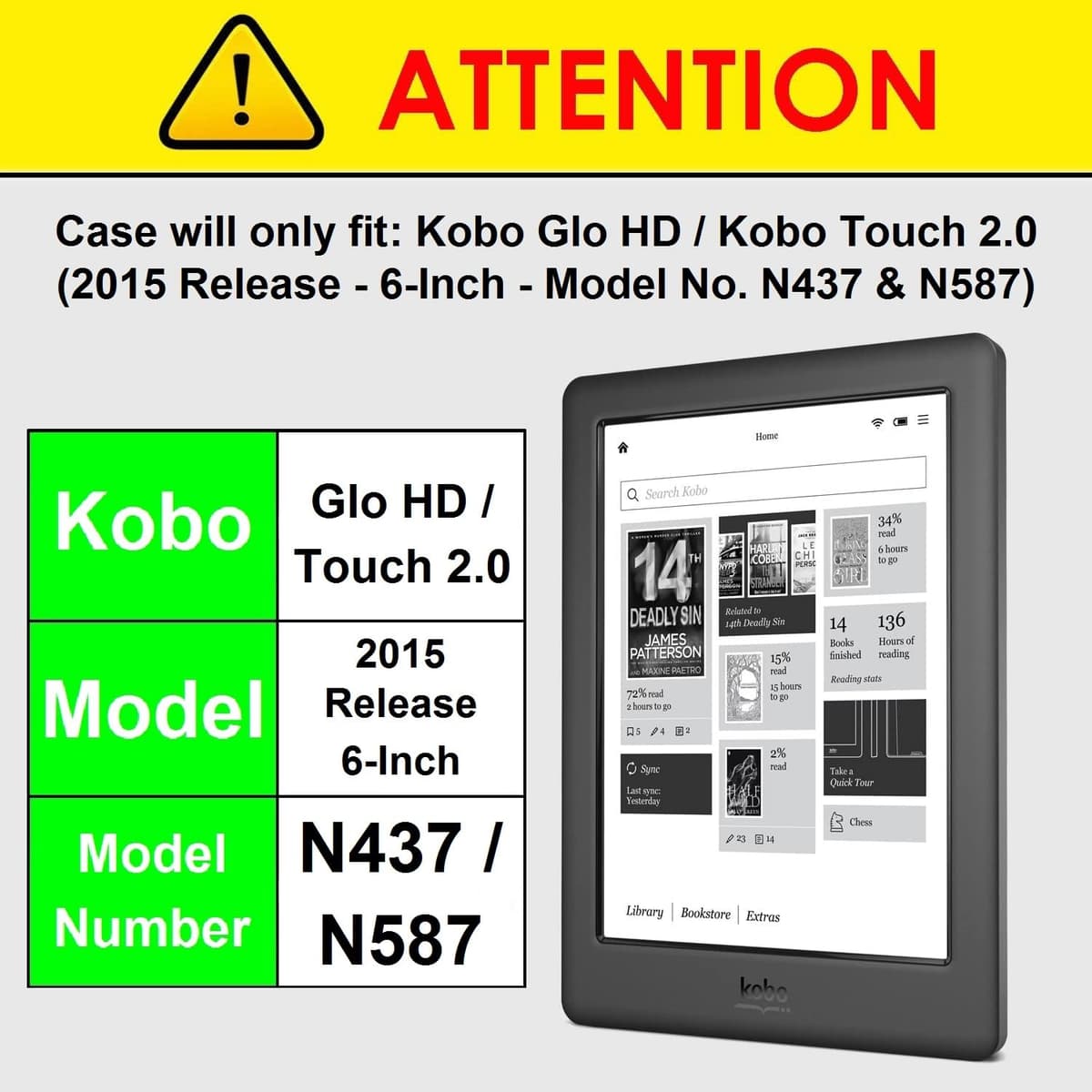 Forefront Cases Funda para Kobo GLO HD (Modelo: N437-2014) - Delgado, Ligera y Protectora Funda para Kobo GLO HD - Smart Auto Sueño Estela Función (Carcasa) - Rojo — view 2