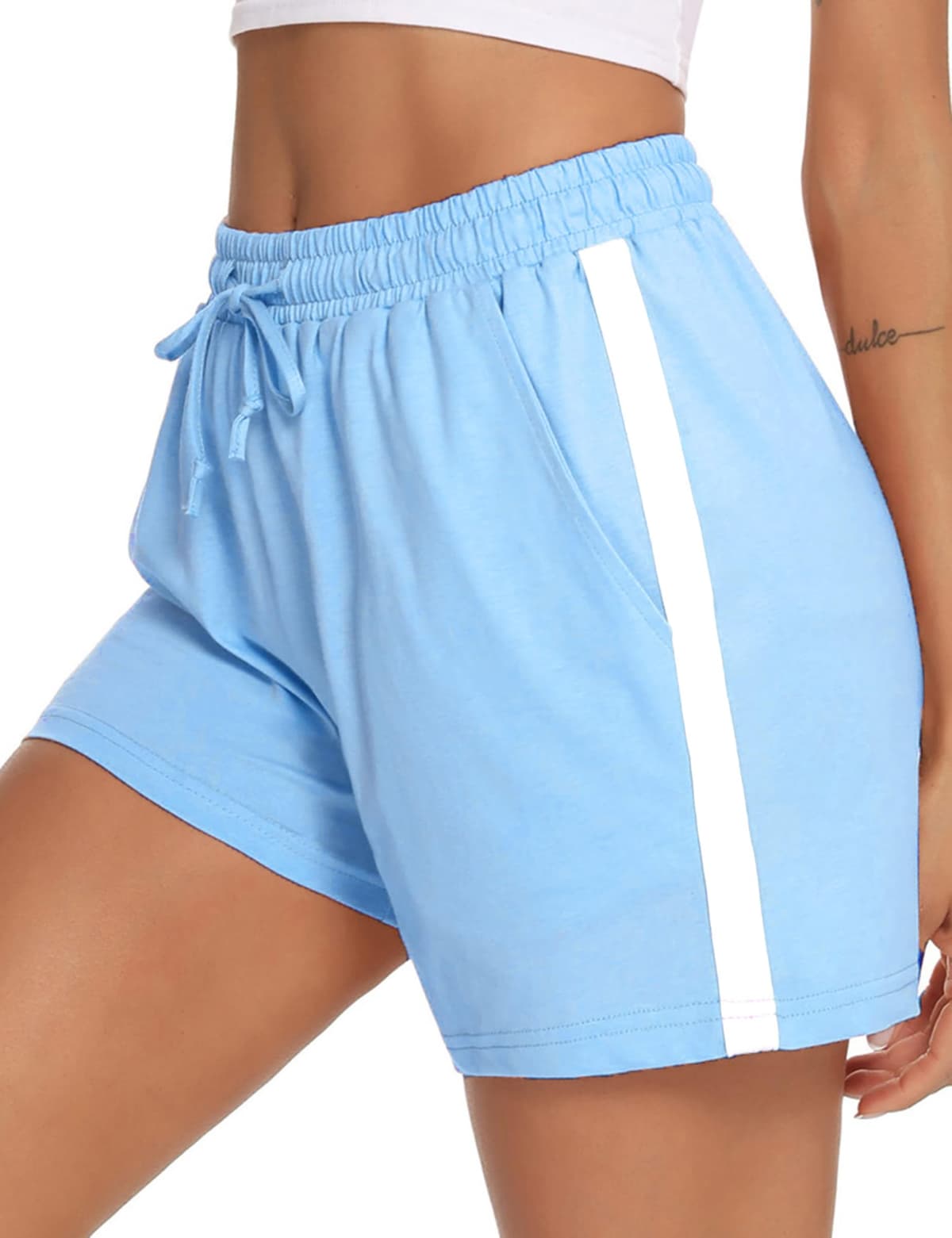 Litherday Shorts Mujer Verano Algodón Pantalones Cortos Deportivos con Cordón y Bolsillos Ropa Deportiva Mujer para Yoga Fitness Jogging Casa — view 16
