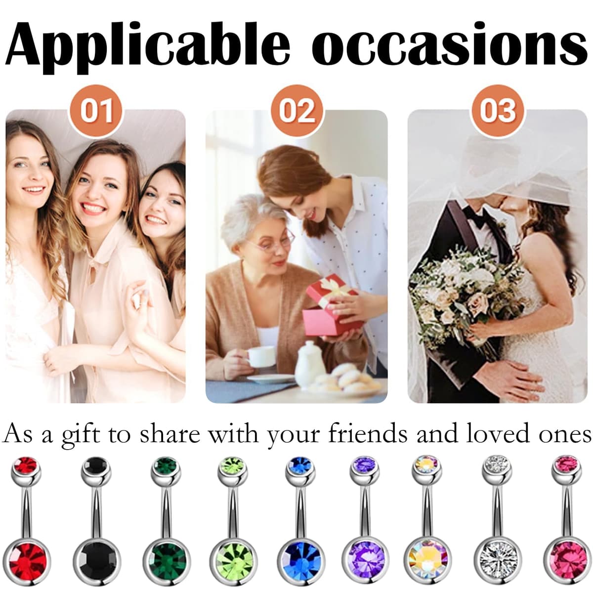 CocCCoon Stainless Steel Belly Rings - 20 PCS Navel Piercing Jewelry Hoops, Body Piercing Bars, Belly Button Rings — view 4