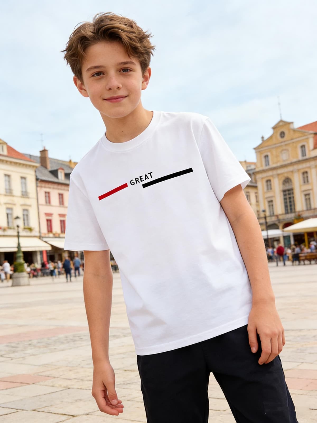 Paquete de 3 camisetas estampadas de manga corta con cuello redondo para niños de 8 a 14 años — view 4