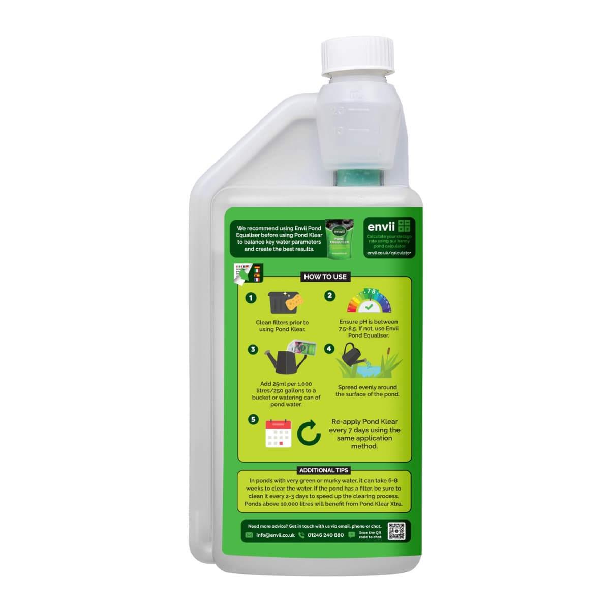 Envii Pond Klear - Natural Green Pond Water Treatment, Clears Green and Murky Water for Crystal Clear Healthy Water, Safe for all Fish and Wildlife -1L Treats 40,000 Litres — view 2