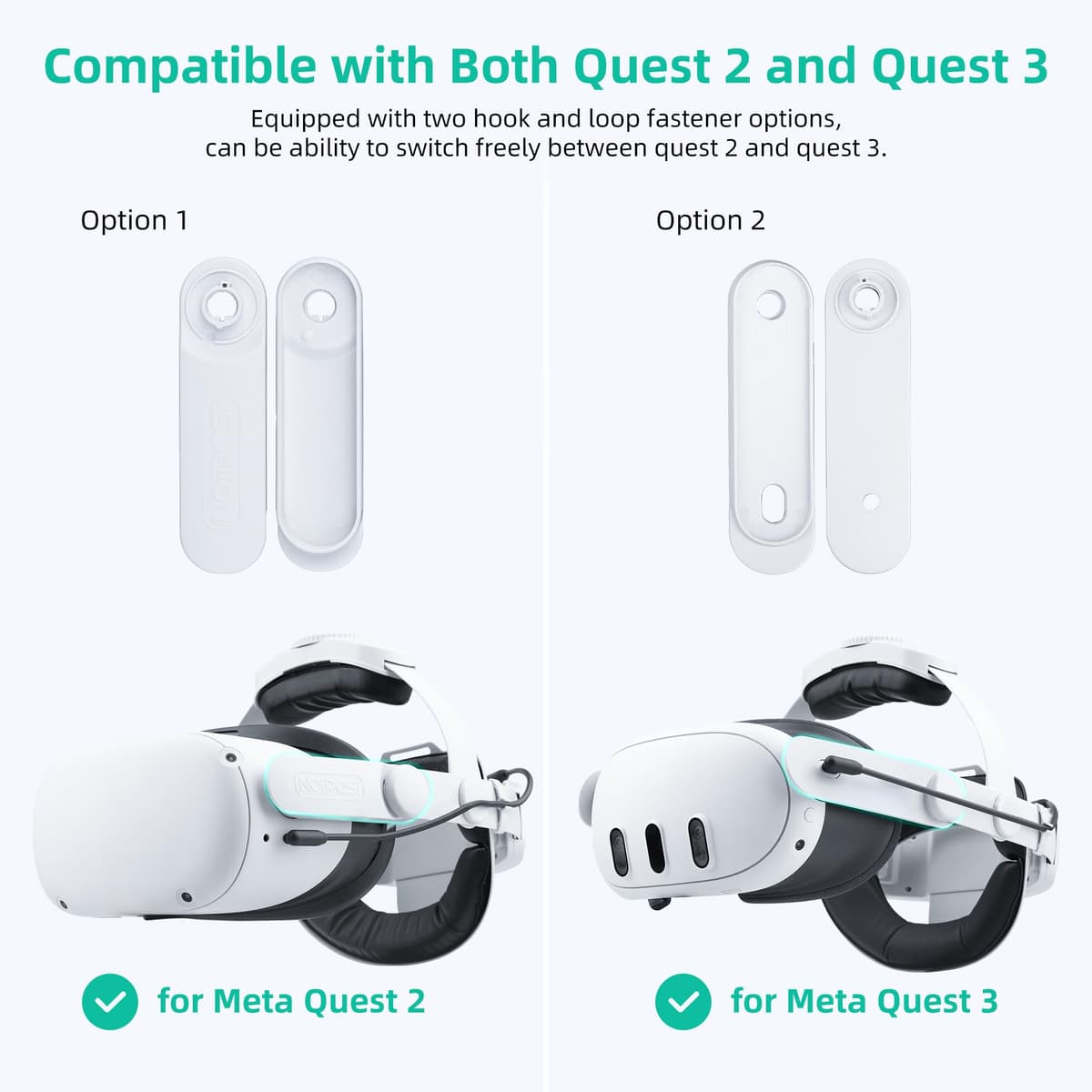 Noiposi Battery Head Strap 7500mAh for Meta Quest 3S/3/Quest 2,Double Knobs Adjustable Elite Strap Replacement,VR Accessories Strap Enhanced Support & Comfort & Reduce Pressure Extend Playtime — view 2