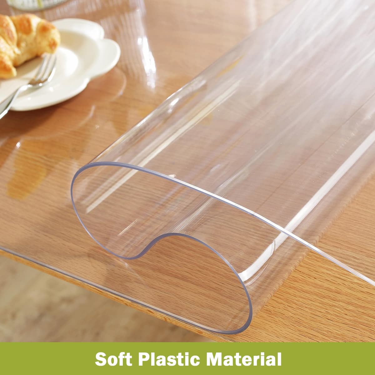 OstepDecor Clear Table Protector 36 x 60 Inch, 1.5mm Thick Plastic Table Cover, Waterproof PVC Clear Table Cover Protector, Desk Mat Writing Desk Pad for Desktop, Coffee & Dining Room Tabletop — view 3