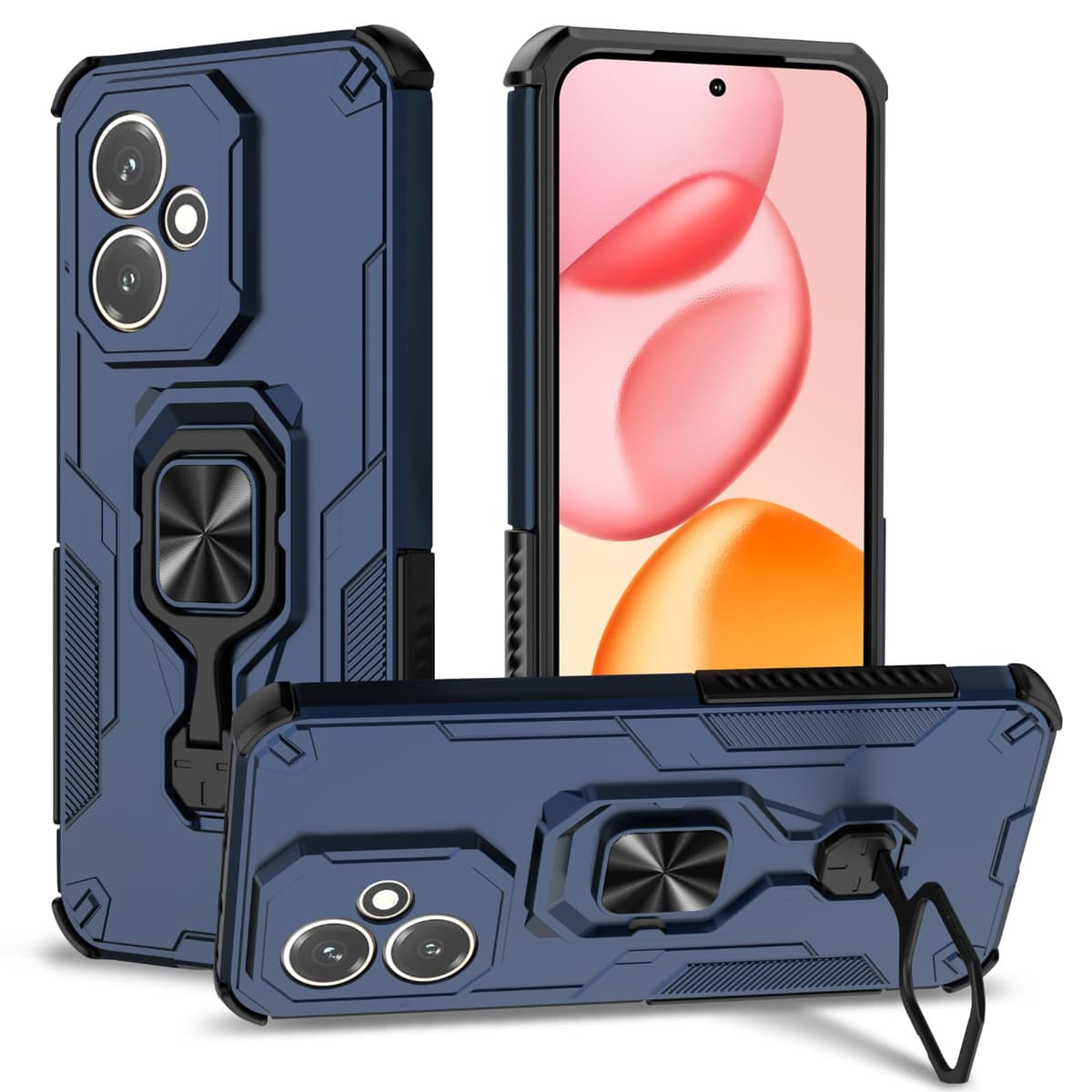 Funda para CMF Phone 2 Pro, Carcasa Antigolpes con Soporte anular metálico, Case Protectora de Grado Militar, Negro — view 464