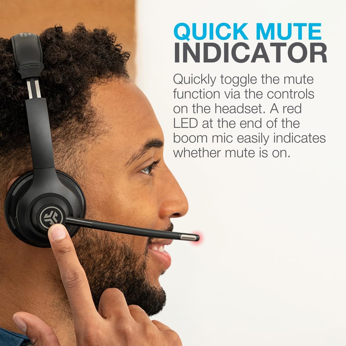 JLab Go Work 2nd Gen Wireless Headset with Microphone - 55+H PC Bluetooth Headset or USB C Dongle, Noise Cancelling Mic, Multipoint, On Ear Wired or Wireless Office Laptop Computer Headsets — view 5