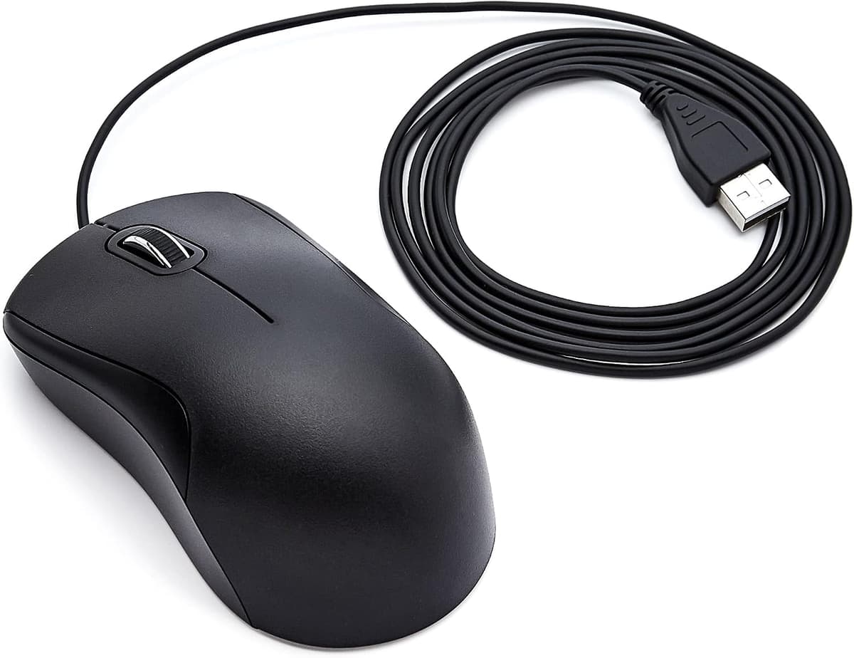 Amazon Basics 3-Button USB Wired Quiet Mouse – Standard, Black — view 4