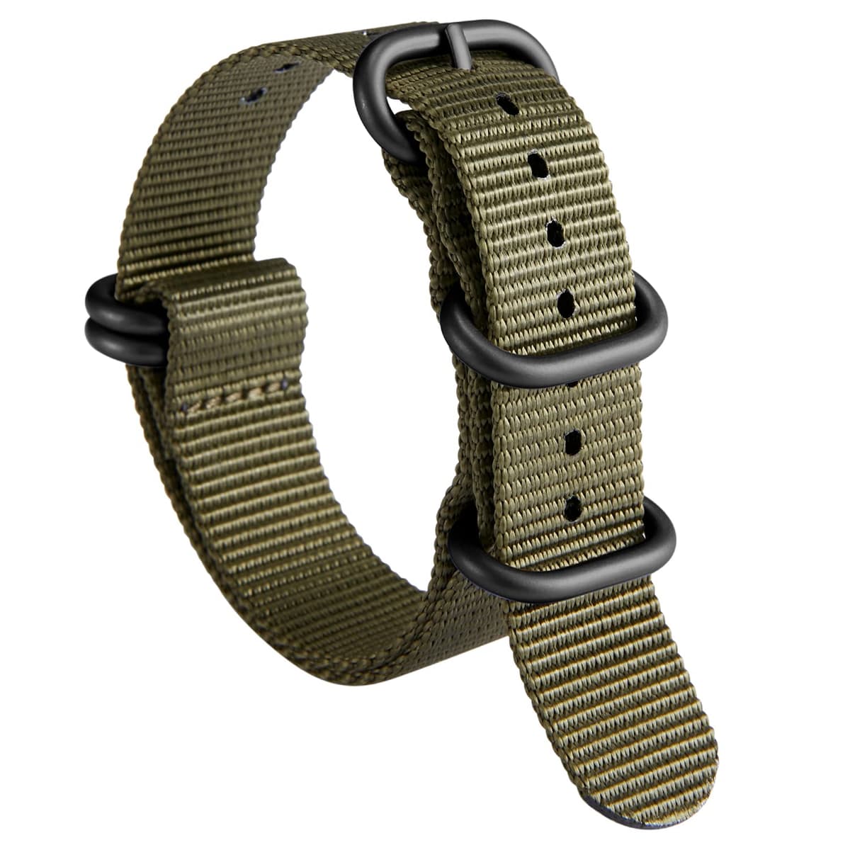 BINLUN Correa de Reloj de Nylon Military G10 Ballistic Nailon Bandas Multicolor para Hombres Mujeres 18mm 19mm 20mm 21mm 22mm 23mm 24mm con Hebilla de Acero Inoxidable Plateado/Negro — view 9