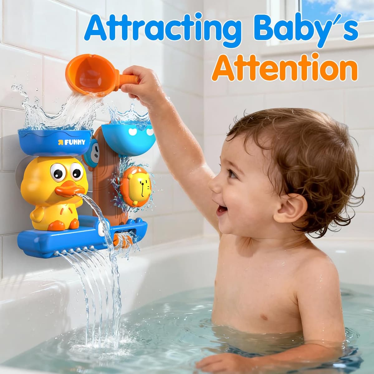Kids Bath Toys for 1 2 3 Year Old: Fun Duck Blue Toys for 2 3 4 Year Old Boy - Popular Gifts for Boys Age 1-3 - Bathtub Toys for Baby Boys 12+ Months — view 2