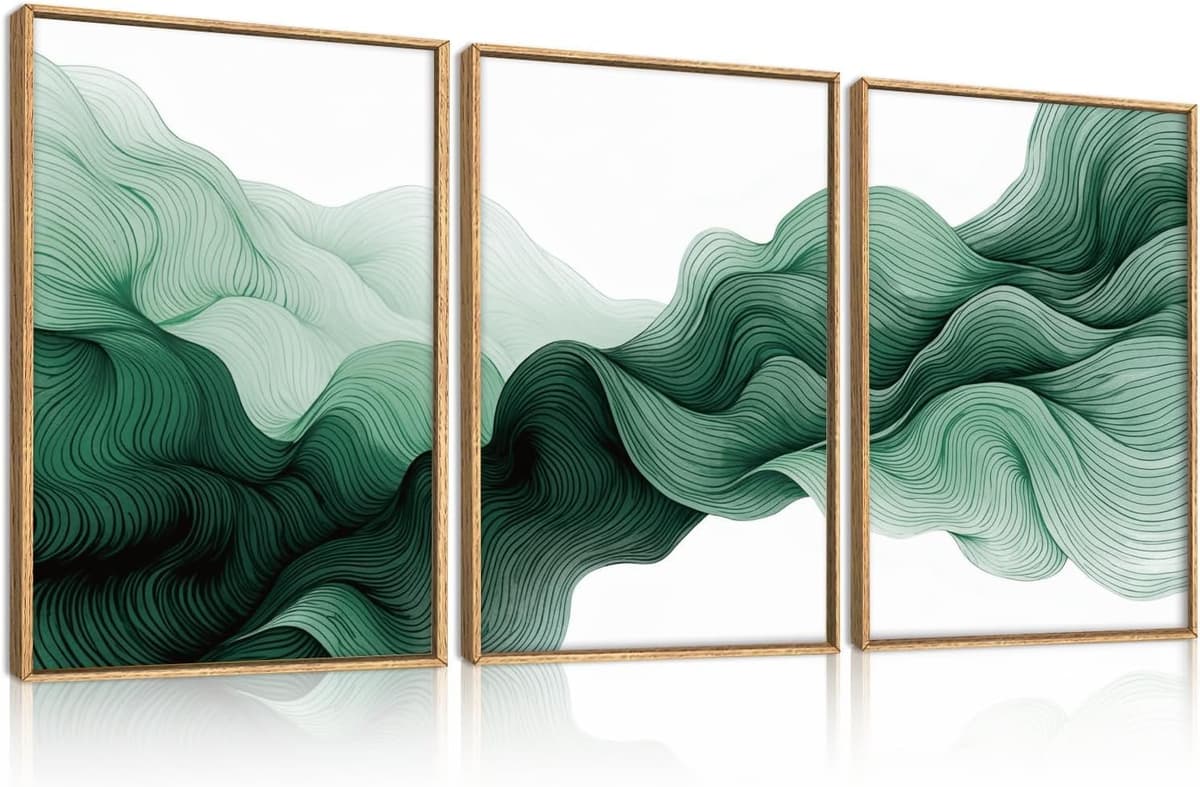 TOARTi Boho Framed Canvas Wall Art Prints, Set of 3 Mid Century Modern Wall Decor, Nature Plants Desert Sun Art Paintings, Bohemian Artwork for Living Room, Bedroom, Dining Room, Office - 12x16 x3 — view 9