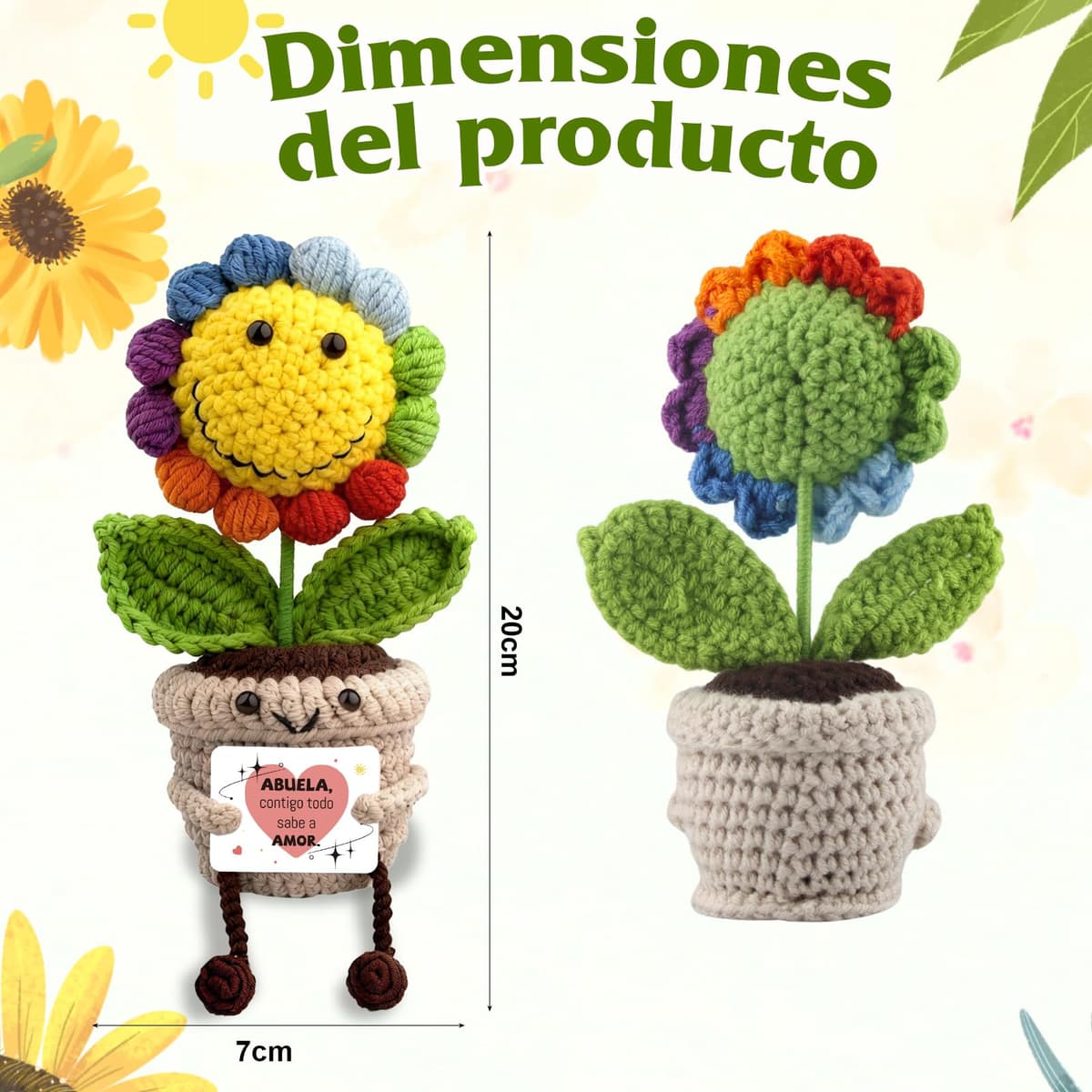 Regalo Abuela - Girasol de Ganchillo de Apoyo Emocional, Lindo Adorno Girasoles Coloridos - Regalos Originales para Mujer, Regalos para Familia, Amigos — view 2