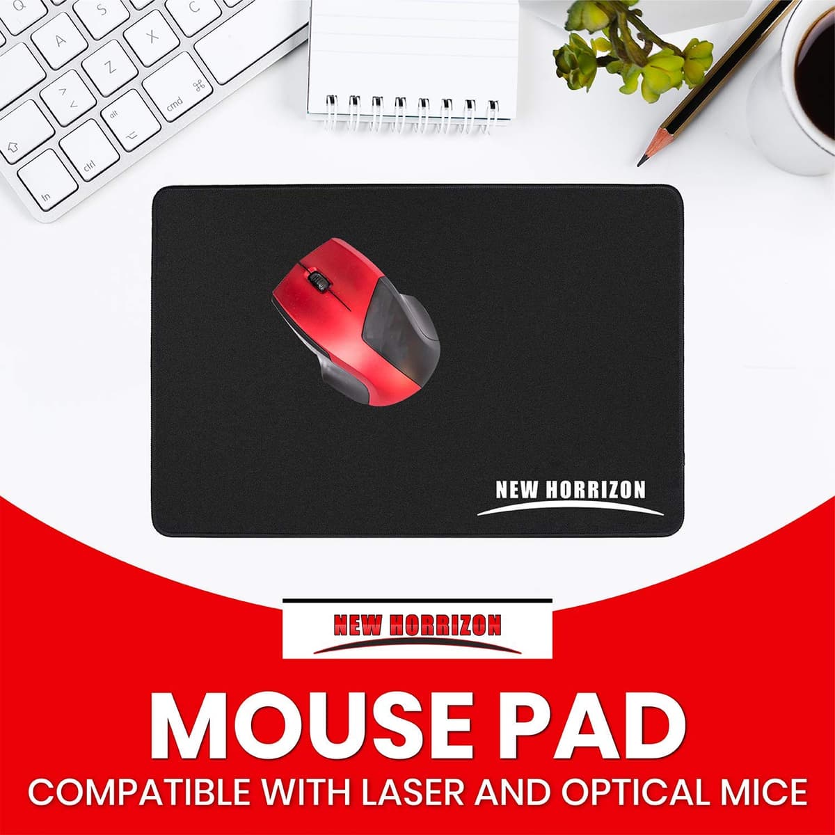 New Horrizon Mouse pad, Gaming mouse mat, large mouse pads. Mouse Mat Gaming 290x210x5mm Mice mat, Black mouse mats, Non slip Rubber base desk mat — view 2