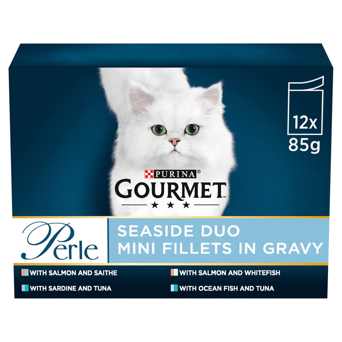 GOURMET Perle Chef's Collection Adult Wet Cat Food Mini Fillets in Gravy Variety Turkey, Tuna, Duck, Lamb 40 x 85g Pouches — view 8