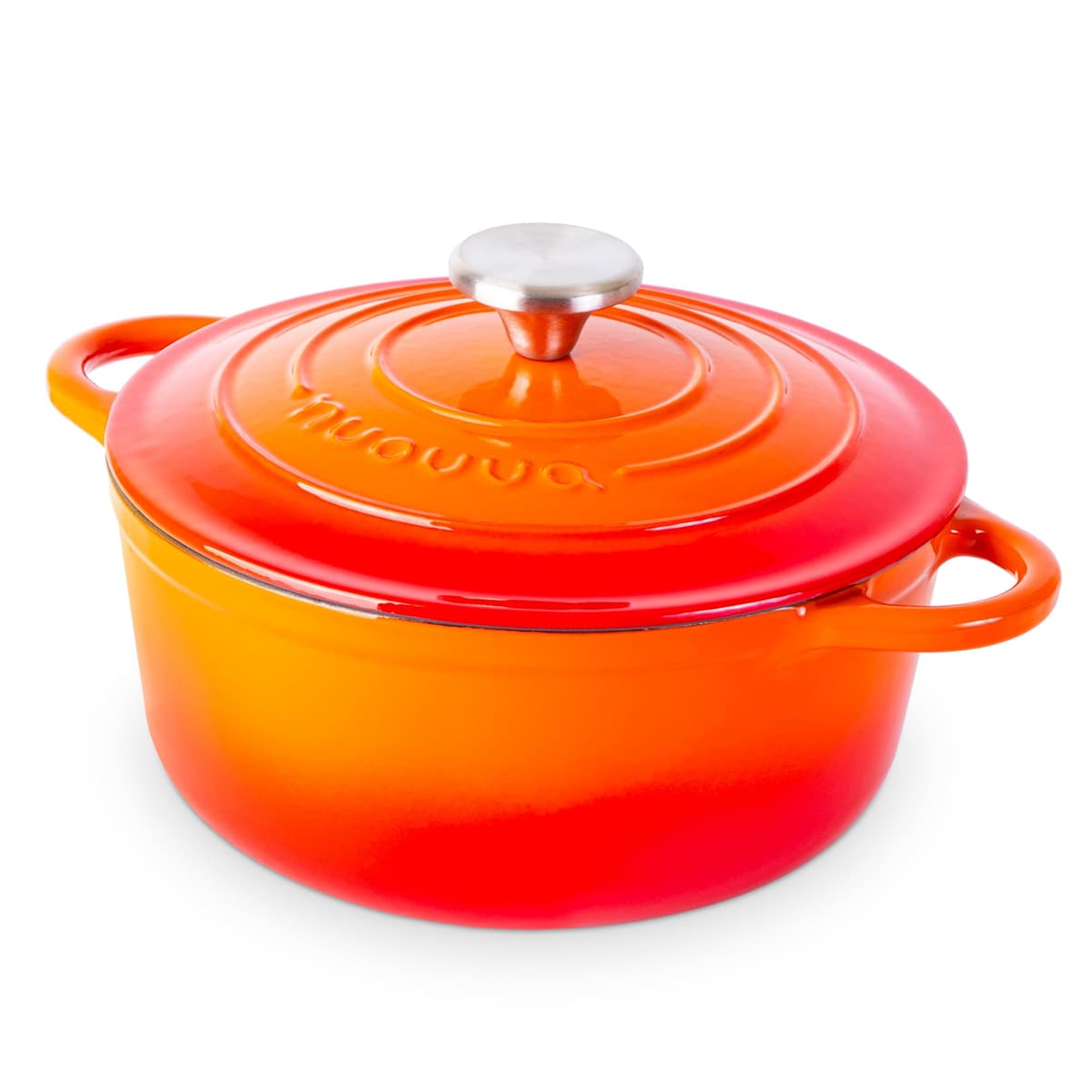 Nuovva Enamelled Cast Iron Dutch Oven Pot with Lid – 5 Quart Casserole Dish – Ceramic Dutch Oven for Bread Baking, Roasting, Braising & Stews – Oven Safe up to 500°F – 24cm Orange — view 58