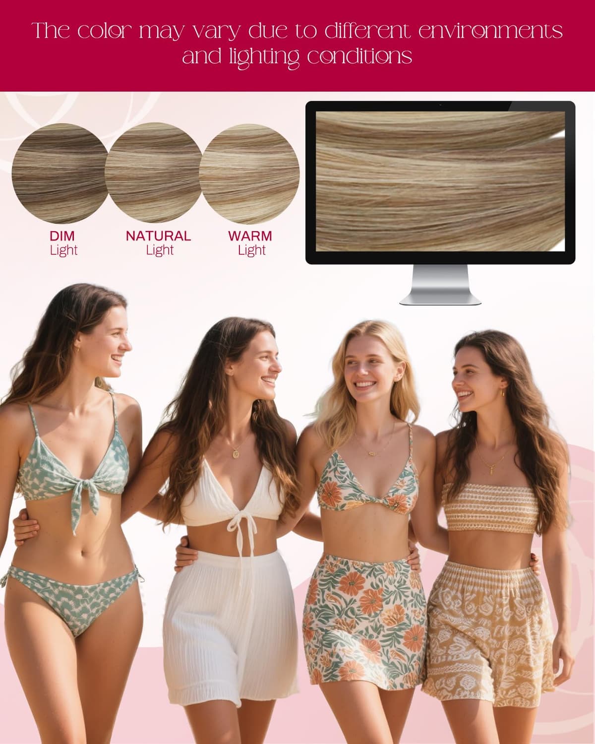 Moresoo Nano Hair Extensions Real Human Hair Balayage Light Brown with Medium Blonde Nano Beads Hair Extensions Light Brown Ombre 16 Inch Invisible Cold Fusion 1G/S 50G/Pack #8/22/8 — view 5