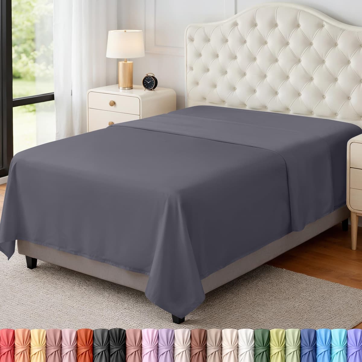 Utopia Bedding - Flat Sheet Double - Easy Care Soft Brushed Polyester - Microfiber Fabric - Wrinkle, Shrinkage, and Fade Resistant - White — view 36
