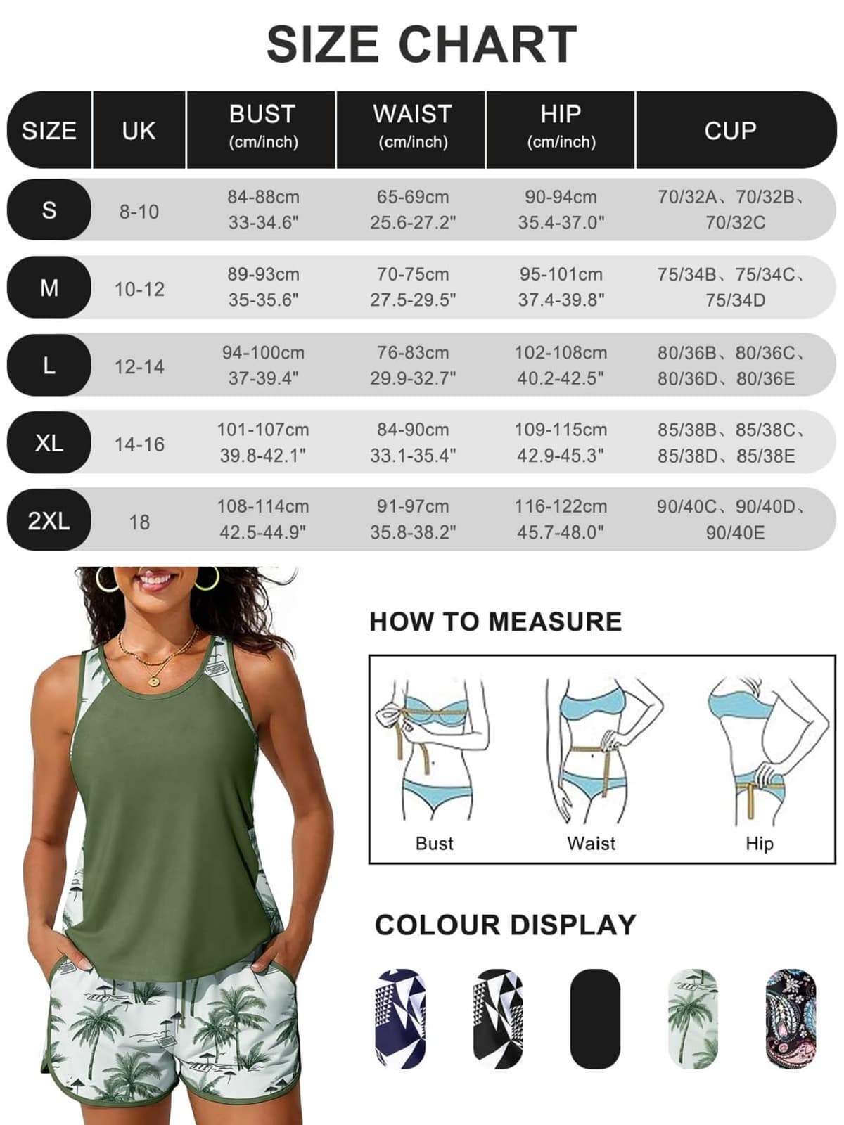 CheChury Tankinis Mujer Tallas Grandes Traje de Baño 2 Piezas Bañador Reductor Vientre Plano Bikini Push Up con Shorts Conjuntos de Tankini Sport Bañadores Dos Piezas Deportivos Mujer Natacion Playa — view 6