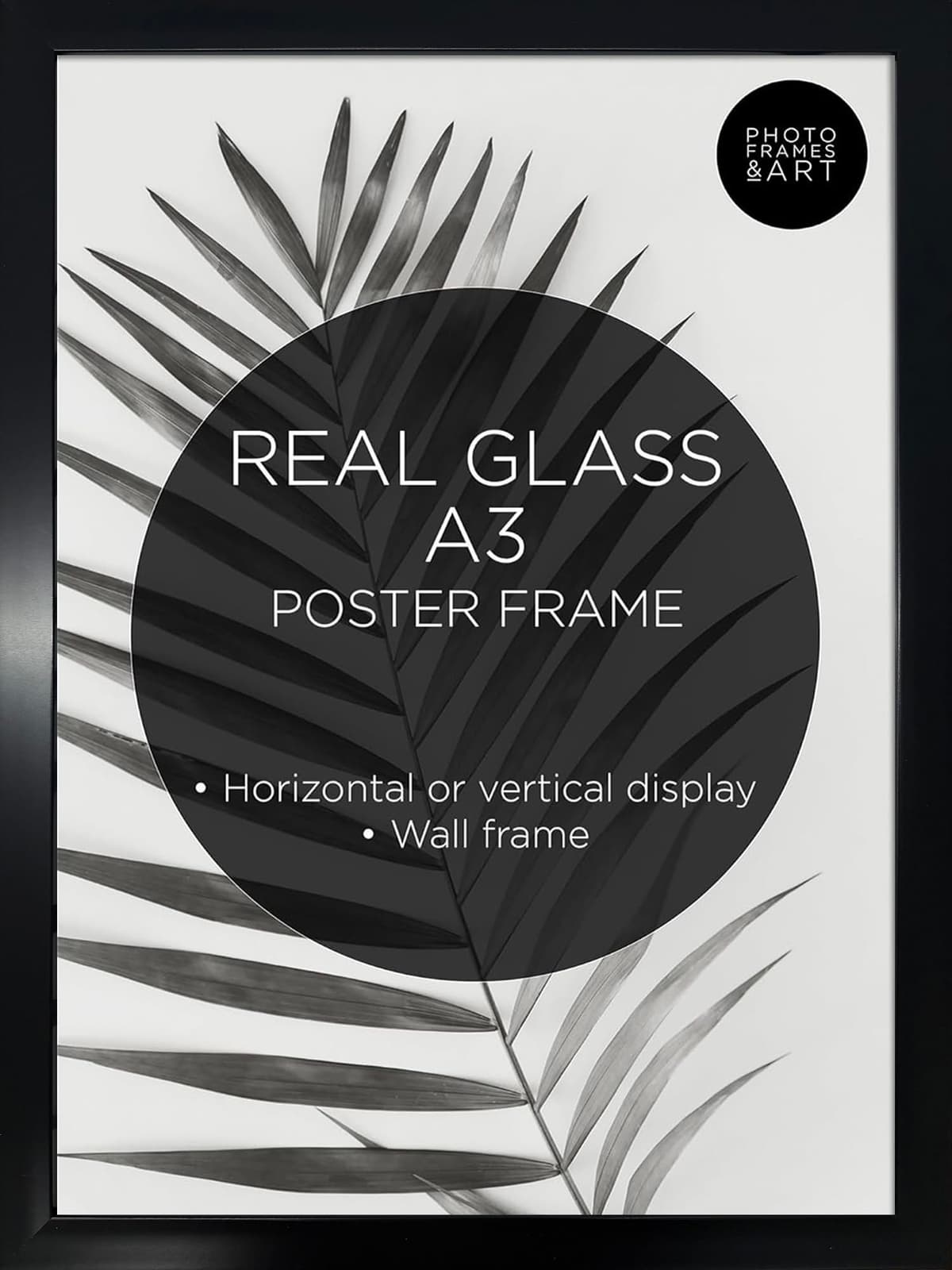 pf+a REAL GLASS A3 Black Frame Glass - PREMIUM A3 Picture Frame Black - Oxford A3 Print Portrait and Landscape Display — view 52