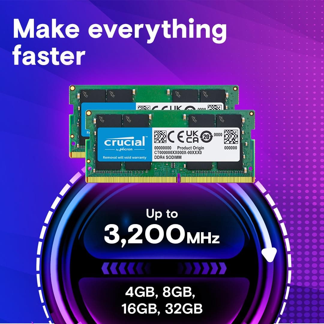 Crucial DDR4 RAM 8GB 3200MHz SODIMM CL22, Laptop Computer Memory, Mini PC (or 2933MHz, 2666MHz) - CT8G4SFRA32A — view 2