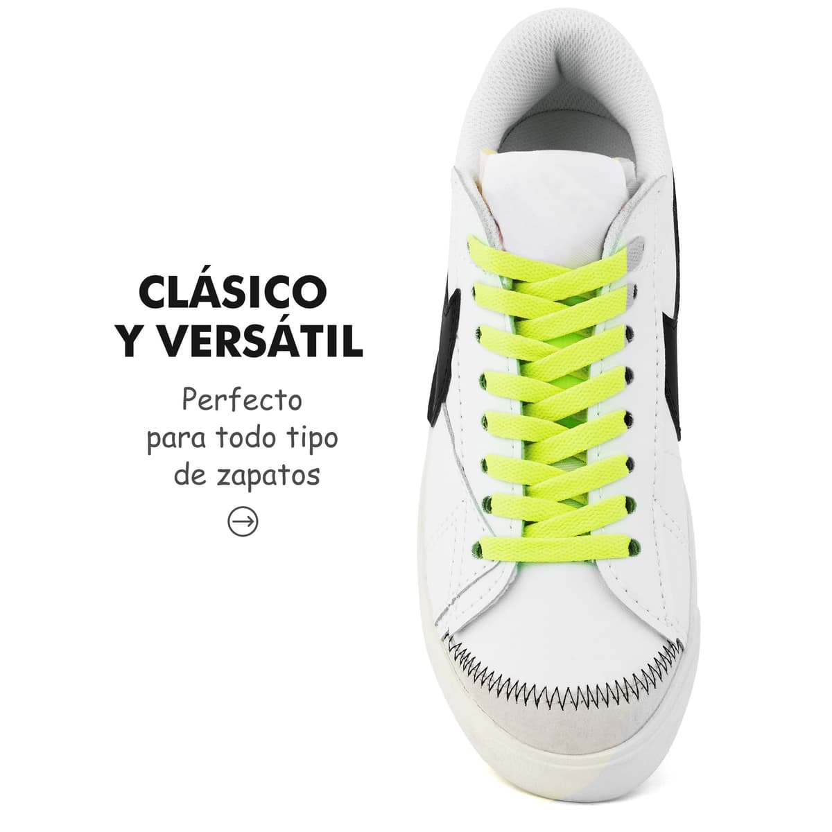 Stepace 2 Pares Cordones Planos,8mm de Ancho,Cordones Reemplazo para Zapatillas,Zapatos — view 2