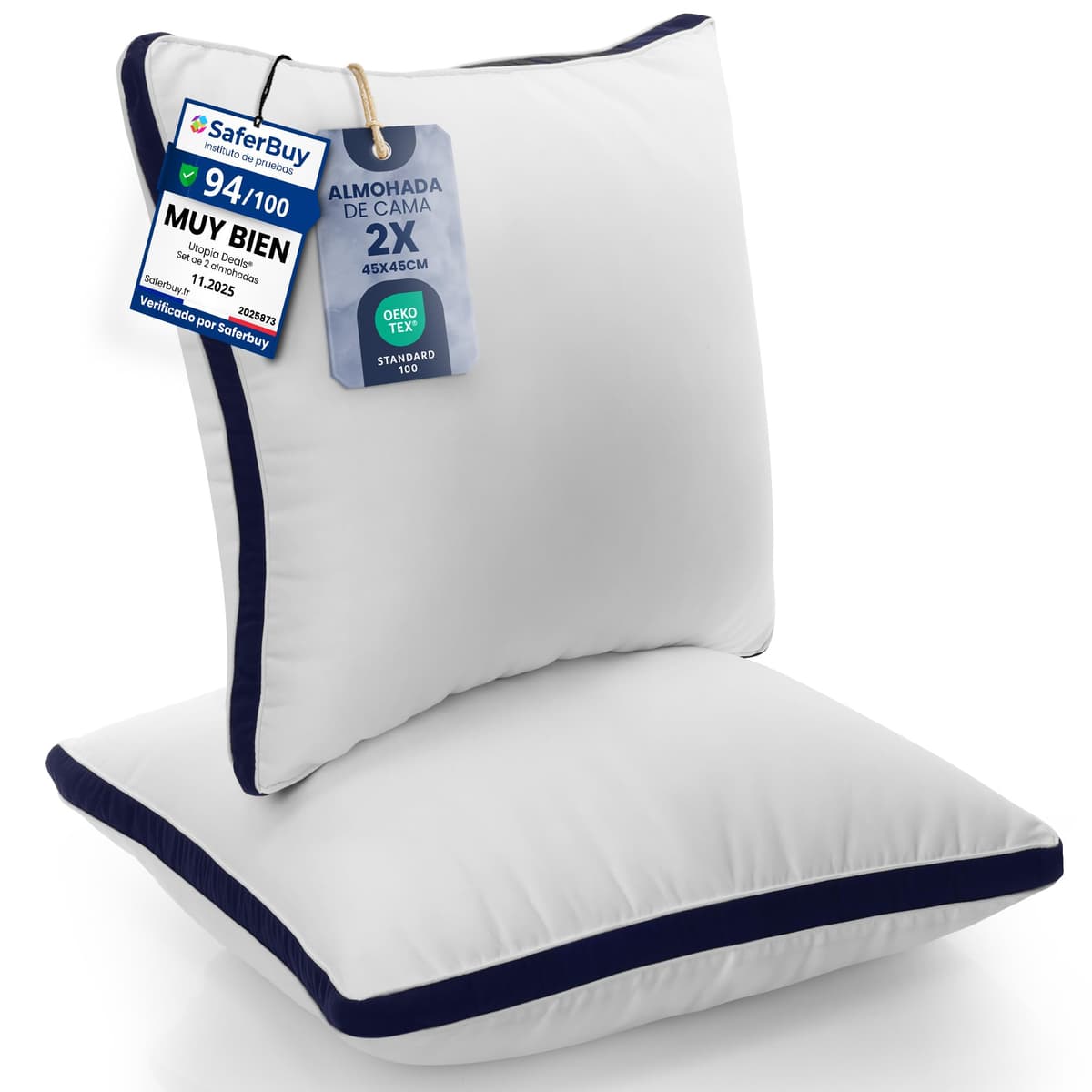 Utopia Bedding Almohadas (2 Unidades), 40 x 70 cm Tela de Microfibra con Relleno de poliéster 3D, Transpirable y Suave (Azul Marino) — view 15