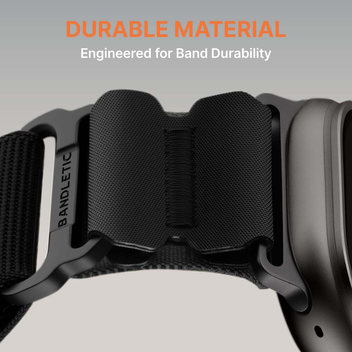 Bandletic Nylon Straps Compatible with Apple Watch Ultra 3/2/1 49mm - Soft Sport Loop Replacement Strap for iWatch Series 11/10 46mm, 9/8/7 45mm, SE3/SE2/SE/6/5/4 44mm, 3/2/1 42mm, Black — view 3