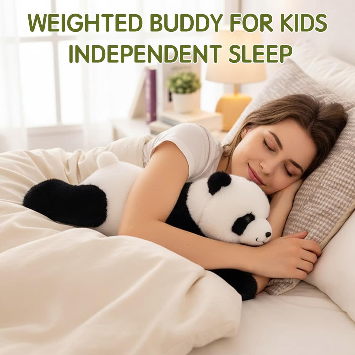 Weighted Plush Animals for Kids & Adults - Panda Teddy Bear Dinosaur Stuffed Toys, Hugging Pillow for Anxiety Relief & Sleep Support (Panda, 65cm) — view 4