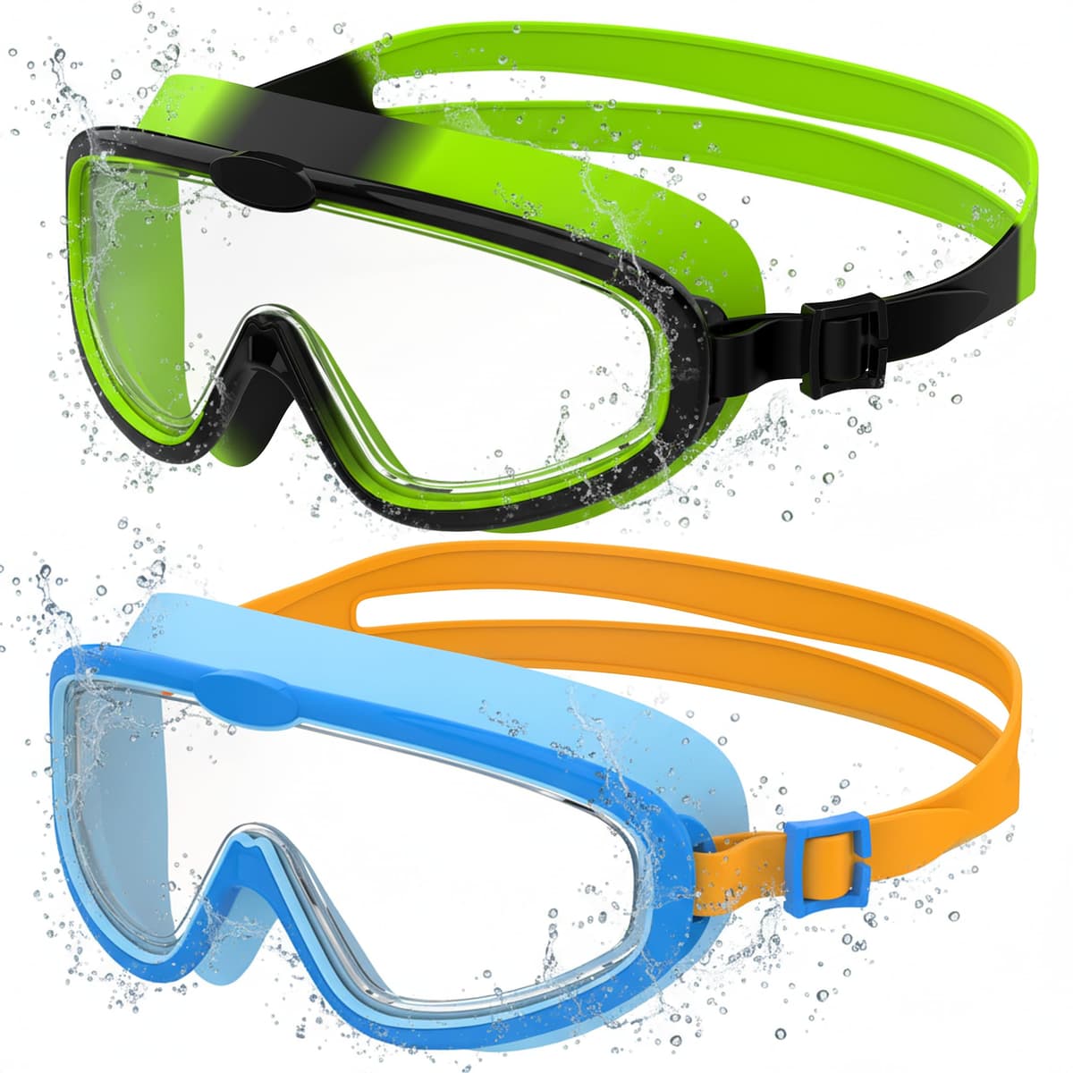 Seaflar 2Pcs Gafas de Natación Infantiles de Marco Grande, Visión Clara Antivaho, Protección UV, Ajuste Rápido, Aro de Silicona, Gafas Unisex para Niños y Adolescentes de 3 a 14 — view 6