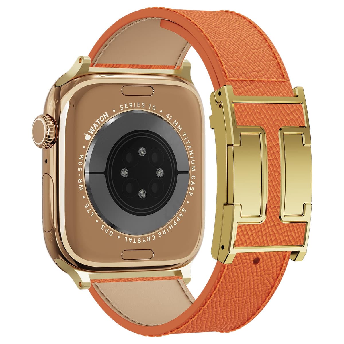 Leather Watch Band with Magnetic Buckle,Dressy Apple Watch Ultra Leather Band Rugged Durable Replacement Strap for Men & Women — view 39
