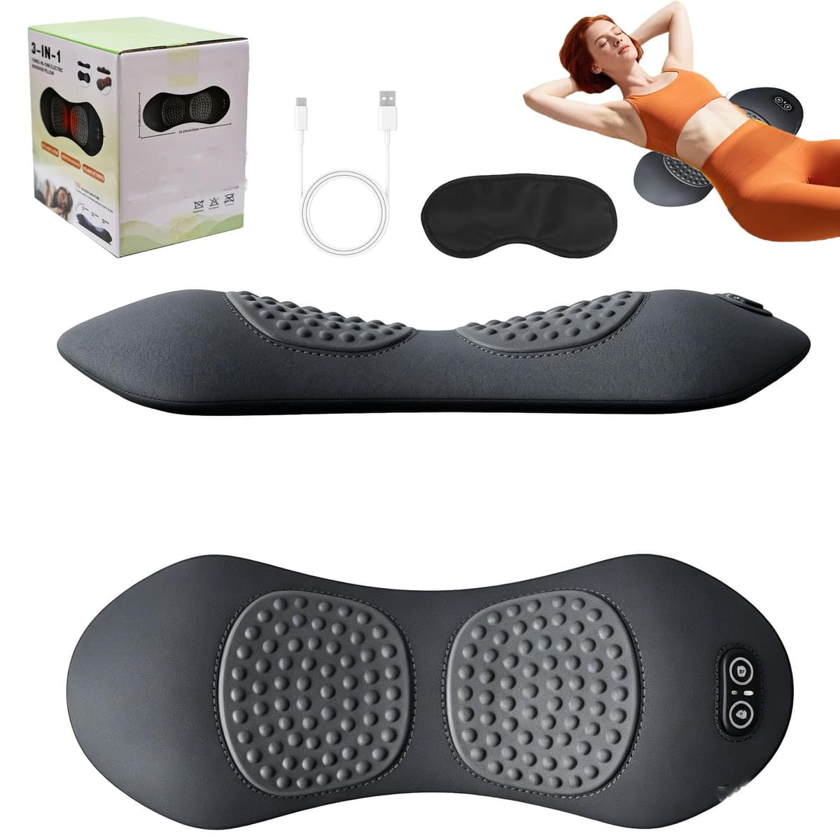 Somnix Pro Masajeador Terapéutico Triple Fusión — El Nuevo Masajeador Lumbar Somnix 2026 Cojín De Soporte Lumbar Ergonómico Spinal Ease Integra Funciones De Calor Y Masaje Vida Cotidiana (Gris) — view 3