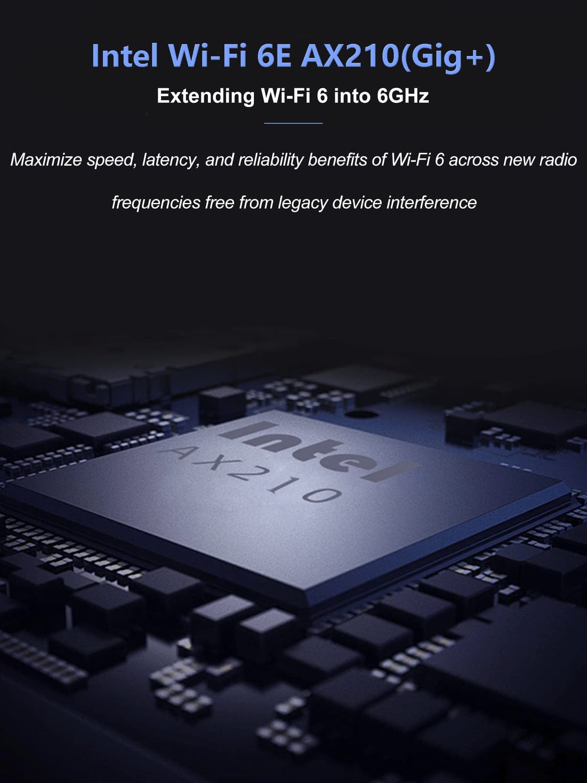 WiFi Card 5400Mbps 6E Wireless WiFi Bluetooth 5.3 PCIe Network Card, Intel WiFi 6E AX210 Chip, 6GHz/5GHz/2.4GHz PCI Express Bluetooth WiFi 6 Card for Desktop/PC Windows 11/10(64Bit) — view 2