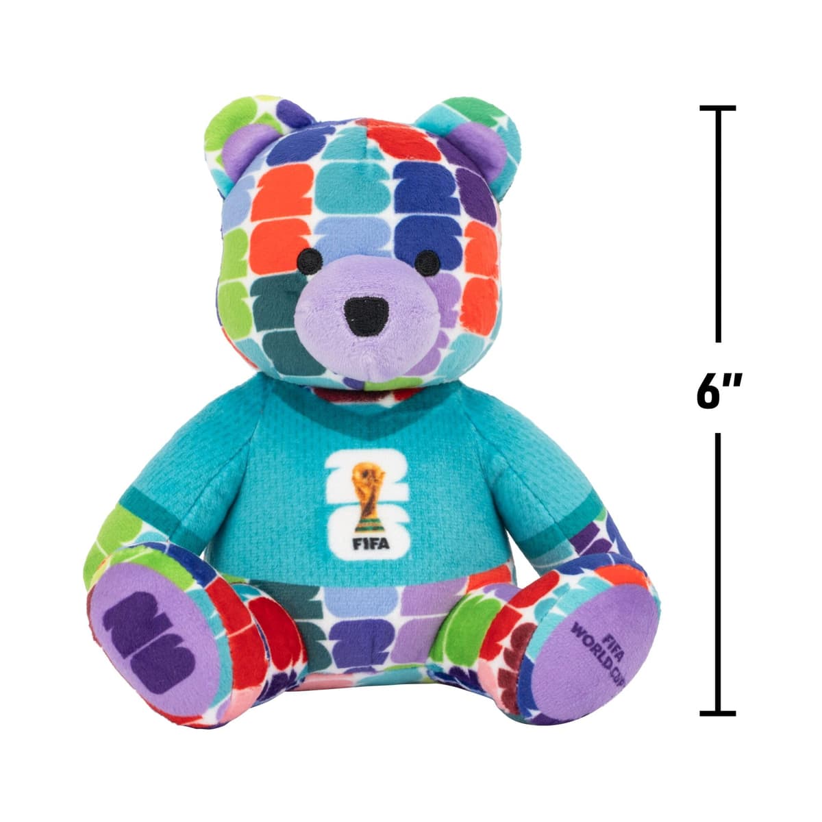 FIFA World Cup 26 6-Inch Colourful Football Bear Plush - Official 2026 World Cup Collectible with FIFA Trophy Logo Tee - Ages 3+ — view 3