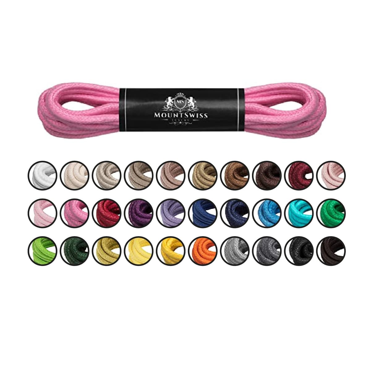 Cordones Mount Swiss© Luxury encerados y redondos para zapatos de traje y de piel, 2 - 3 mm de diámetro, 45 - 120 cm de longitud — view 18