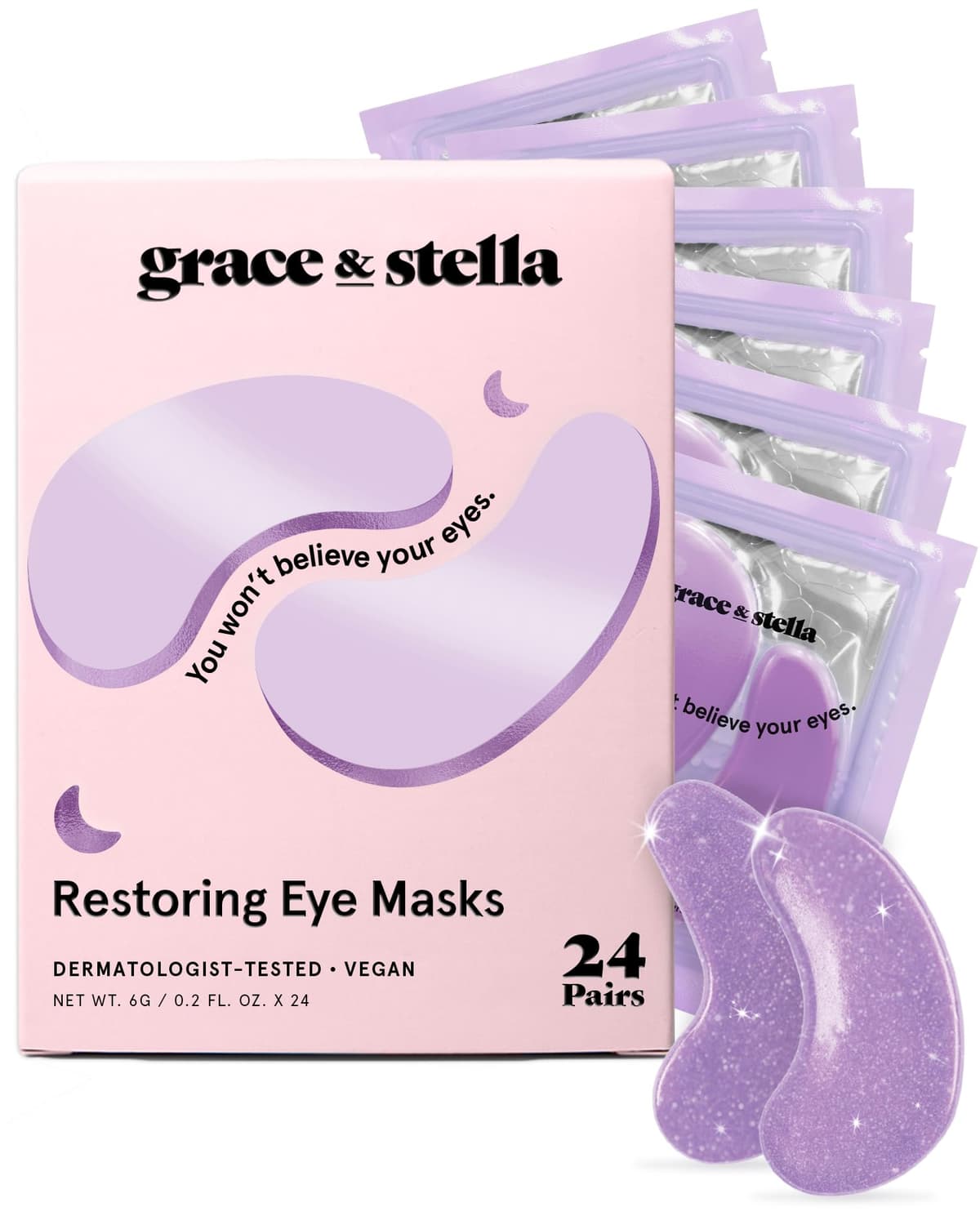 grace & stella Award Winning Under Eye Mask - Reduce Dark Circles, Puffy Eyes, Undereye Bags, Wrinkles - Under Eye Gel Patches, Vegan Cruelty-Free Self Care (4 Pairs, Gold) — view 10