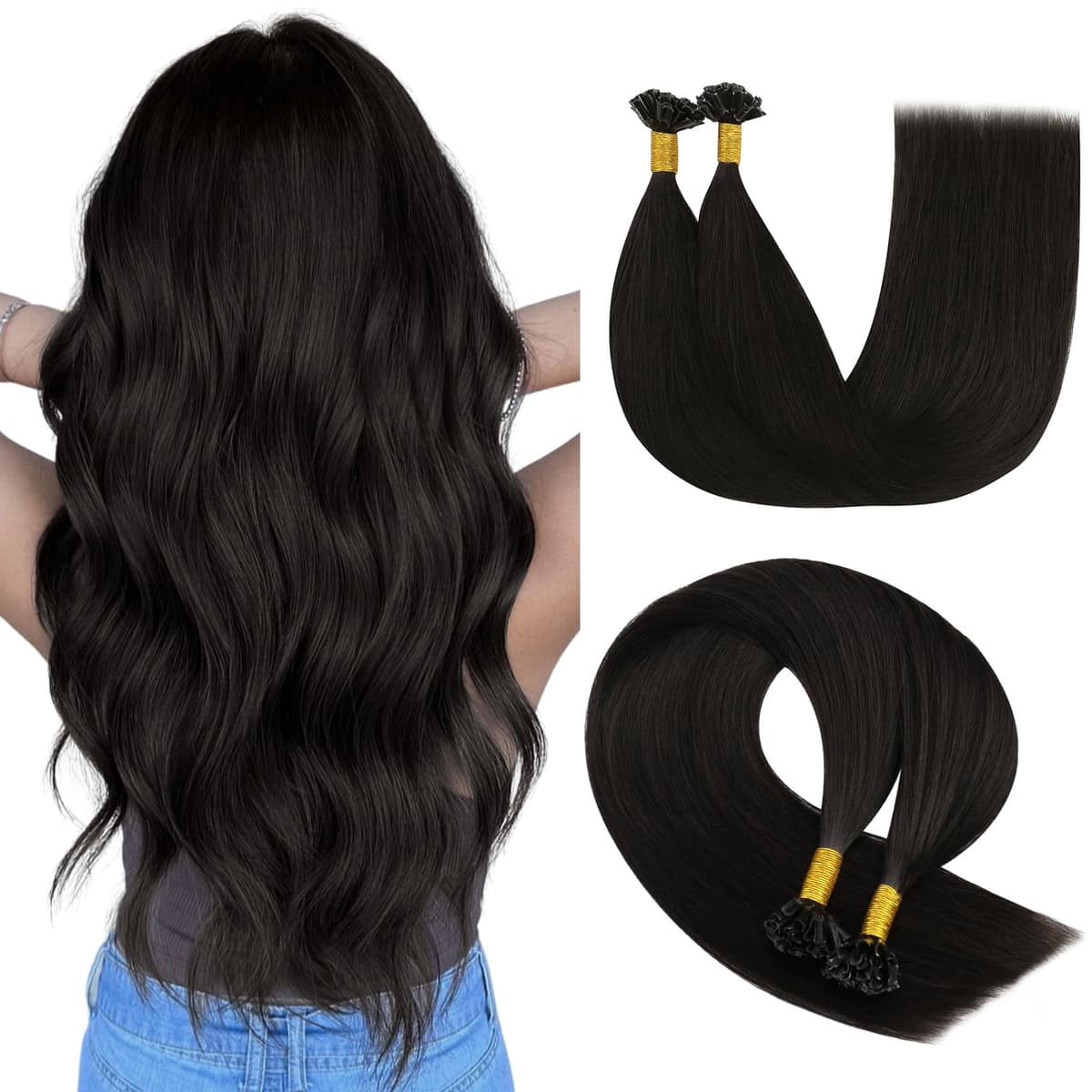 YoungSee Nano Hair Extensions Blonde 16inch Nano Beads Hair Extensions Warm Ash Blonde Highlight Bleach Blonde Nano Ring Hair Extension Highlight for School Soft Cold Fusion 50s 50g — view 45