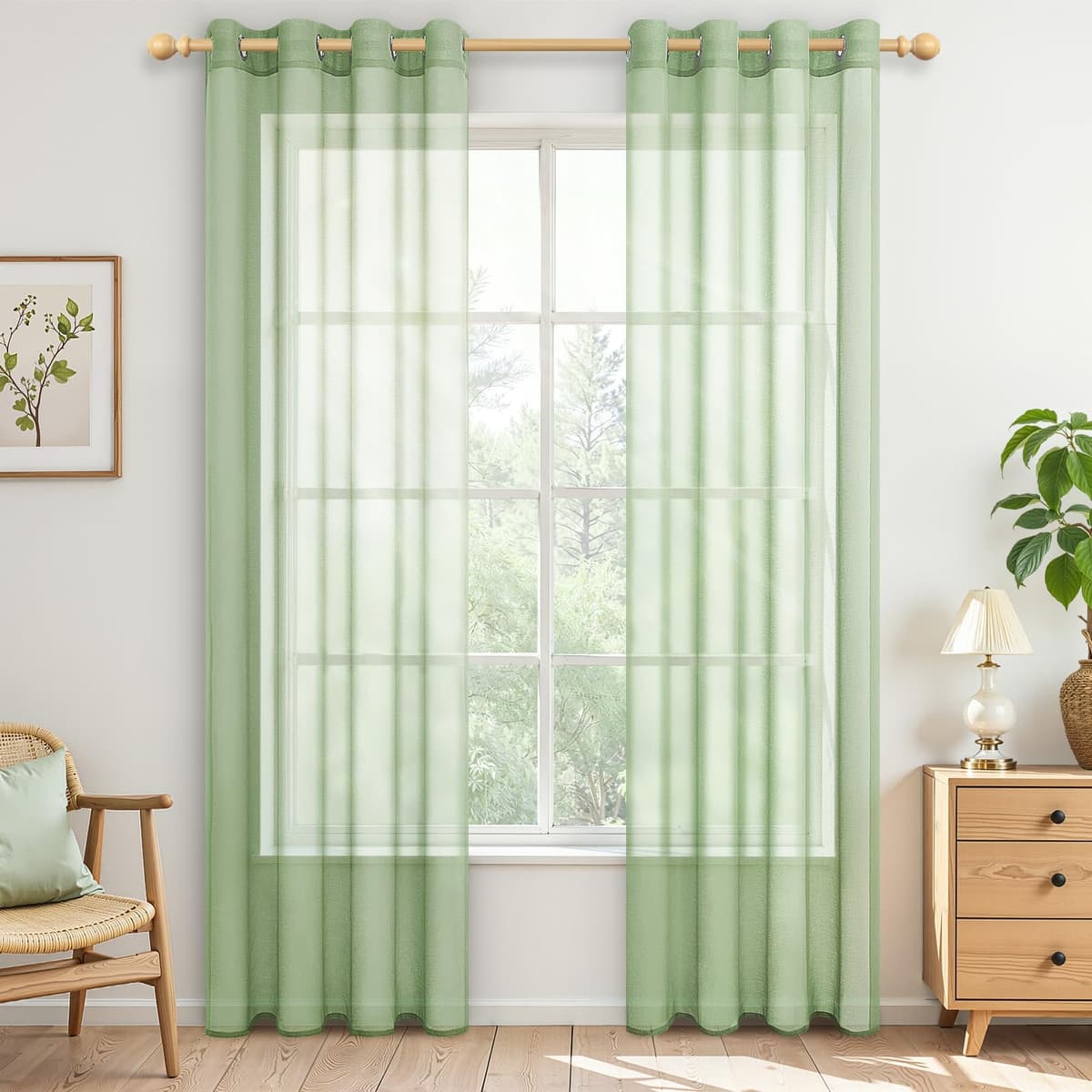 MRTREES Cortina para Ventana Dormitorio Translúcidas Visillos Paneles para Ventanas Sala para Niños Sala Comedor 2 Piezas 140×245cm Blanco — view 18