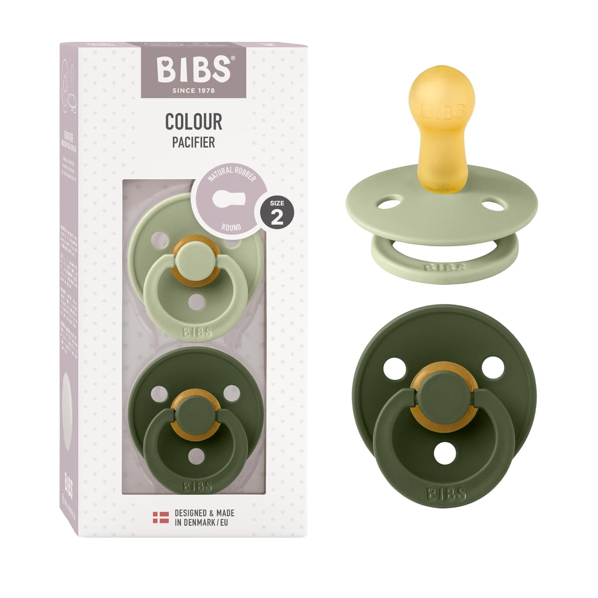 BIBS Colour Soother 2-Pack, BPA Free Dummy Pacifier, Round Nipple. Natural Rubber Latex, Size 2 (6-18 Months), Sky Blue/Steel Blue — view 69