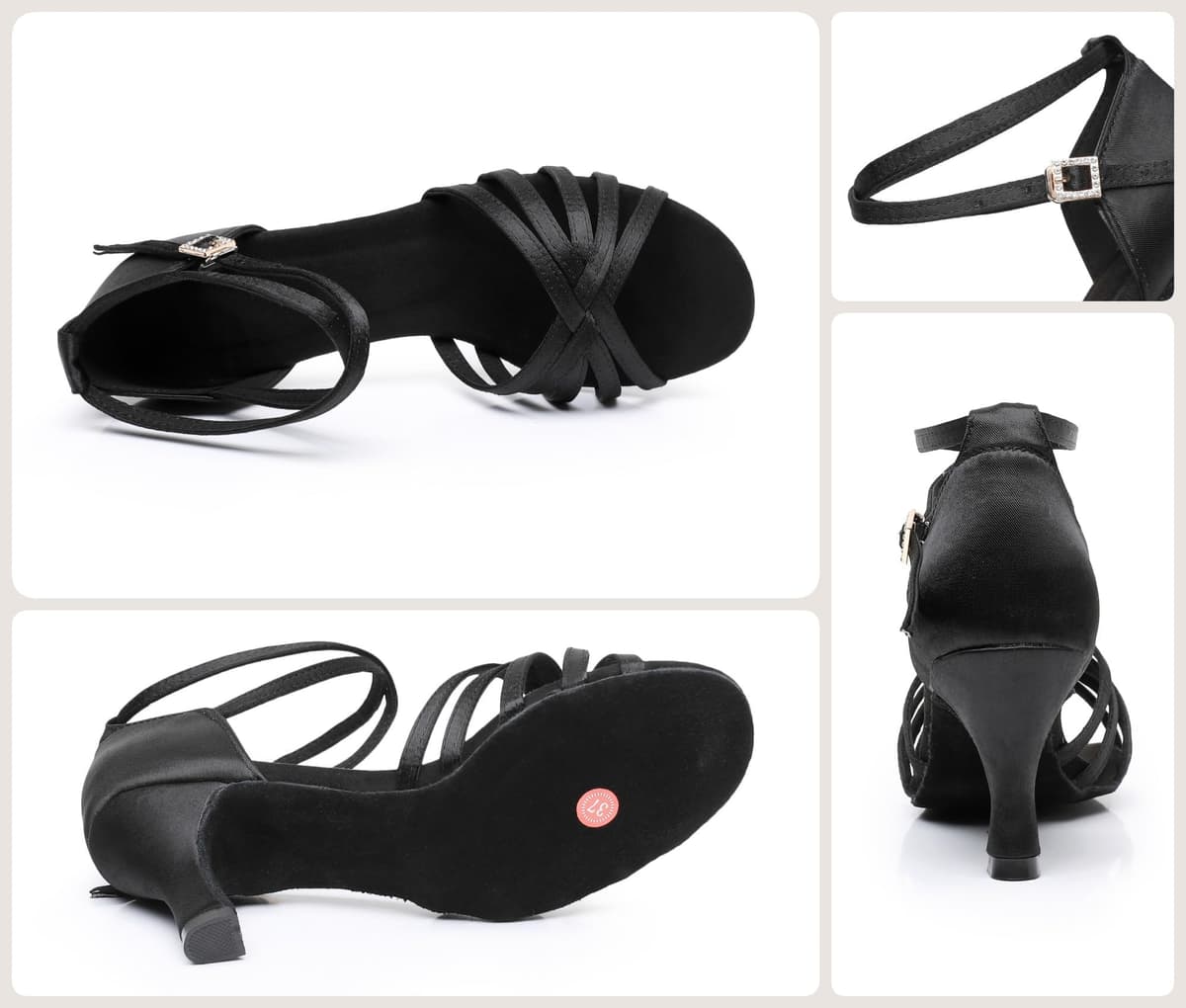 Rosefinch Zapatos de Danza Latina para Mujer Negro Profesional Zapatos de Baile de salón de Fiesta de Salsa de Baile práctica de Rendimiento Zapatos tamaño — view 3