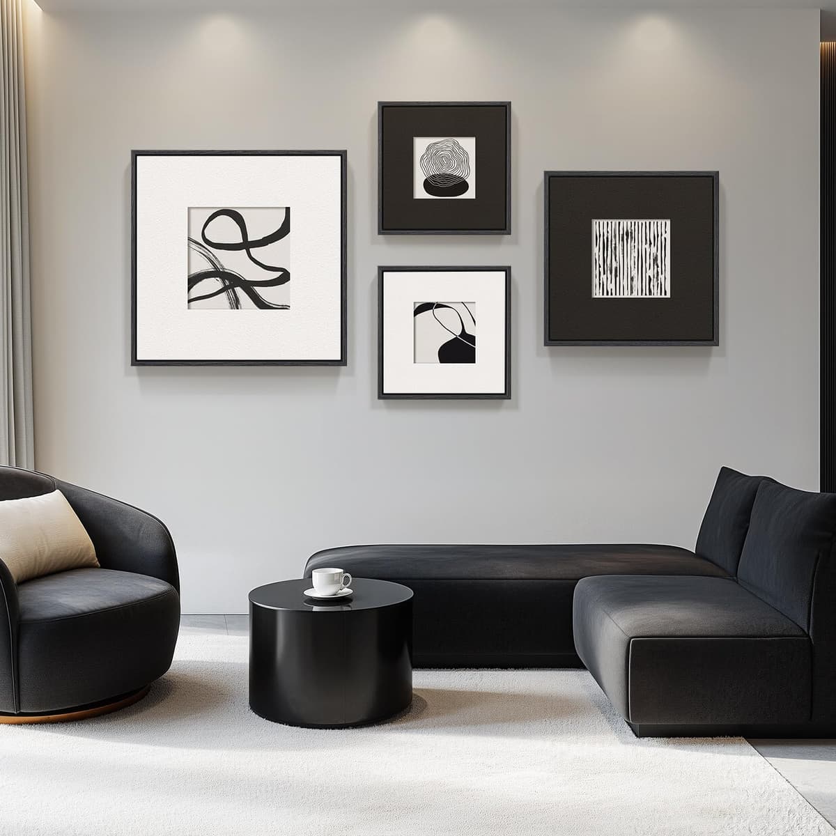 Large 3D Textured Framed Abstract Wall Art for Living Room, 3 Piece Modern Paintings Artwork for Walls, Black White Brown Geometric Sandstone Texture Pictures for Hallway Office Home Decor 24x36 In — view 27