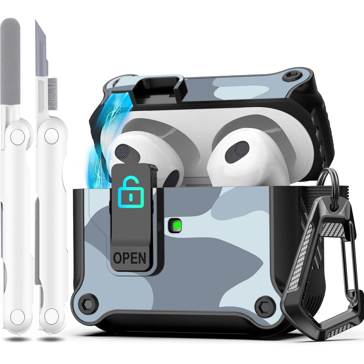 R-fun Compatible con AirPods Pro 2 Gen (Cubierta Auto emergente) con Kit de Limpieza, para Airpods Pro 2/1 Gen (2023/2022/2019), para Estuche Airpods Pro (USB-C/Lightning),Negro — view 19