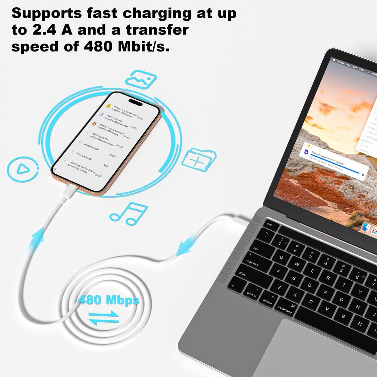 USB C Charger Cable, USB C to USB C 2Pack 1M+2M Lead, Type C Charger Fast Charging Wire for iPhone 17 16 15 Pro Max Pro Plus, for iPad Pro/Air/Mini, for MacBook Air/Pro, for Samsung Galaxy S26 (60w) — view 3